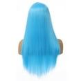 thumbnail image 5 of RightOn 28" Blue Wigs Straight Long Hair Wig with Bangs Women Sky Blue Wigs Fashion Heat Resistant Synthetic Natural Looking Wig for Cosplay Party or Daily Use, 5 of 6