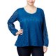 thumbnail image 1 of Blusa de encaje de talla grande para mujer de ING, azul, 3X, 1 of 1