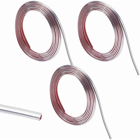 29.5Ft 3 Rolls Silver Molding Trim Peel and Stick Self Adhesive Flexible Wall Trim Skirting Board Liner Wallpaper Border PVC Backsplash Tile Edge
