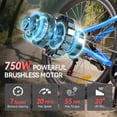 thumbnail image 3 of ZNH 1000W Peak Powerful Electric Bike for Adults, Max 20MPH, Class 2 E‑Bicycle w 48V 13AH Removable Battery, 26'' Electric Mountain Bike for Men, UL2849, 7‑Speed, Blue, 3 of 11