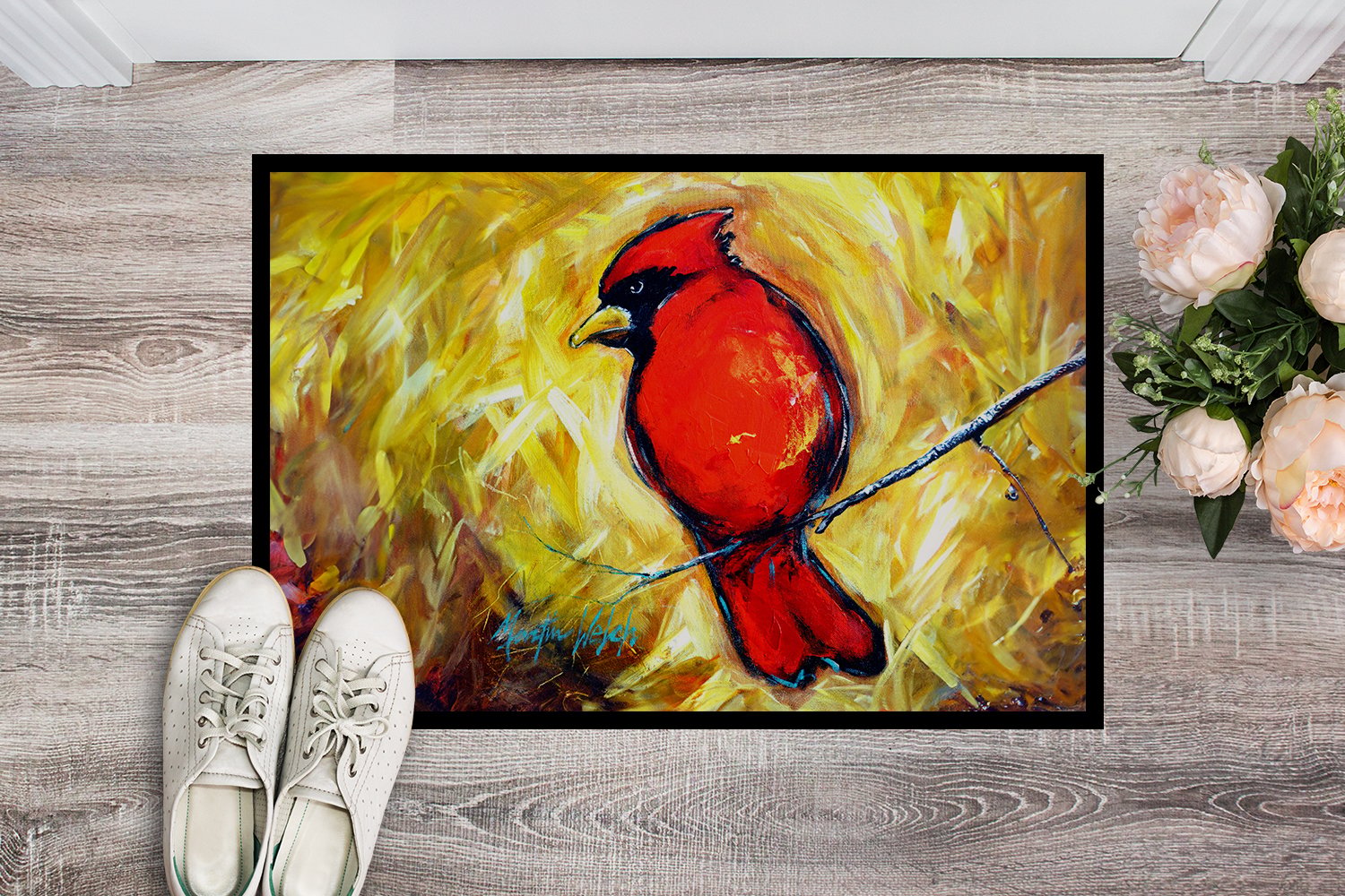 Carolines Treasures MW2124MAT 18 x 27 in. Sha Red Baba Bird Doormat