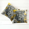 thumbnail image 6 of Ambesonne Leopard Throw Pillow Cover 2 Pack, Mid Century Modern Wild Cat, 24", Charcoal Grey and Mustard, 6 of 7