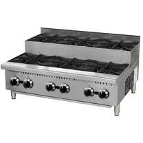 36 in. Six Burner Countertop Step-Up Hotplate Natural Gas, NSF Commercial Hotplate Restaurant Hotplate
