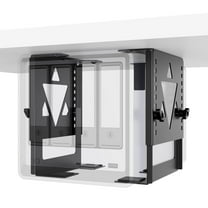 PUTORSEN Under Desk Mini PC Mount NAS Mount Bracket Holder, Height and Width Adjustable CPU Holder, Black