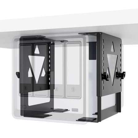 PUTORSEN Under Desk Mini PC Mount NAS Mount Bracket Holder, Height and Width Adjustable CPU Holder, Black