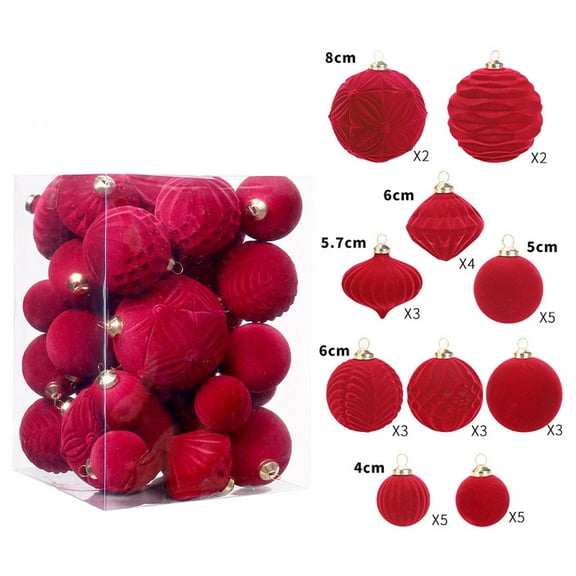 Flocked Christmas Ball Ornaments for Tree - 35pcs Neutral Velvet Christmas Ornament Shatterproof for Xmas Winter Holiday Decorations