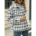 thumbnail image 5 of Cuteduck Women Plaid Fashion Jacket Button Up Long Sleeve Fall Casual Dressy Loose Coat with Pockets S-XL, 5 of 7