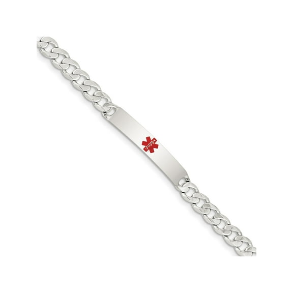 Sterling Silver Polished Medical Curb Link Id Bracelet (7.5 X 6.5) Made In India xsm163-7.5