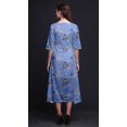 thumbnail image 3 of Bimba Cotton Blue Blossom & Pin Tailed Whydah Bird Printed Ladies Asymmetrical Pocket ShiftÂ&nbsp;DressÂ&nbsp;Short Sleeve V Neck MidiÂ&nbsp;Dress-XXX-Large, 3 of 5