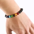 thumbnail image 2 of Fznkrag Lava Stone Chakras Bracelet 8mm Men Women 7 Chakras Beads Braided Diffuser Elastic Rock Stone Round Beads, 2 of 7