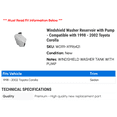 thumbnail image 2 of Windshield Washer Reservoir with Pump - Compatible with 1998 - 2002 Toyota Corolla 1999 2000 2001, 2 of 2
