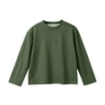 thumbnail image 5 of CCRFTGI Long Sleeve for Children Boys Waffle Size 7 Casual Tops Tees Warm Soft Fall Winter Shirts Crewneck Basic Tops Army Green 12-13 Years, 5 of 5