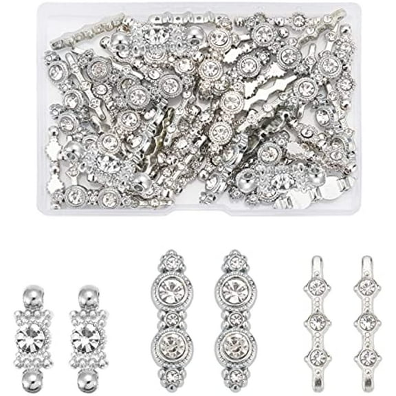 60Pcs 3 Style Alloy Rhinestone Bar Spacers 3-Hole Metal Spacers Bar Link Connectors Bar Spacer Beads for DIY Jewelry Making
