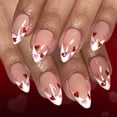 thumbnail image 1 of LWTZLW Uñas postizas cortas almendradas con glitter y diseño de corazones, 1 of 8