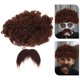 thumbnail image 2 of KAKOWELY 1 juego de peluca afro y bigote falso, accesorio para disfraz de fiesta, kit de peinado y barba artificiales, 2 of 5