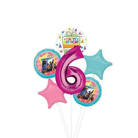 Mayflower Products Wonder Park Party Supplies 6th Birthday Balloon Bouquet Decorations - Pink Number 6