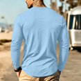 thumbnail image 5 of Men's Soft Smooth Crew Neck Long Sleeve Shirt With Chest Pocket Skin Friendly Plain Solid Tone Daily Business Casual Layering Top, 5 of 8