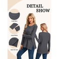 thumbnail image 3 of TEMOFON Womens Tops Long Sleeve Waffle Knit Side Slit Shirts for Women Crew Neck Casual Loose Fit Pullover Tunic Tops L, 3 of 8