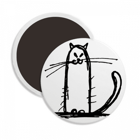 

Small Cat Sle Sit Black Line Round Ceracs Fridge Magnet Keepsake Decoration