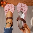 thumbnail image 2 of Womens Vintage Mary Jane Flats Bow Faux Suede Hook-and-Loop Strap Round Toe Cushioned Insole Non-Slip Pink,Size 7.5, 2 of 9