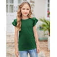 thumbnail image 6 of Arshiner Girls Tops Ruffle Sleeve Green Shirts for Girls Round Neck Blouse for Kids 10-12 Years, 6 of 9
