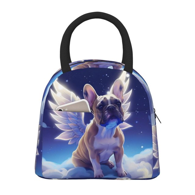 Easygdp Night Sky Winged French Bulldog Bolsa de Almuerzo Insulada Grande, Forro de Aluminio, Diseño Espacioso, a Prueba de Fugas, Ideal para Trabajo, Picnics, Viajes y Actividades al Aire Libre