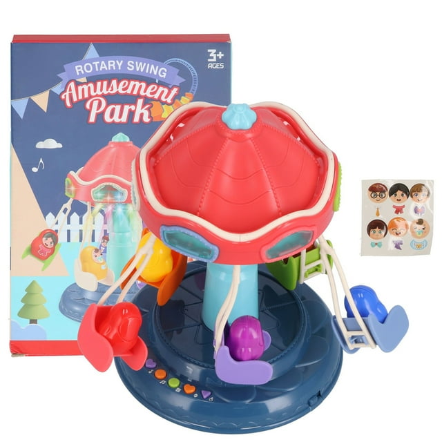 Columpio giratorio eléctrico con luz y música para parque de atracciones, ideal como regalo para niños.