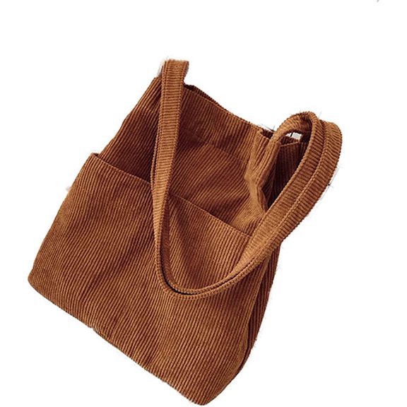 CoCopeaunts Corduroy Tote Bag for Women Large Shoulder Bag Solid Color Students Vintage Bag Commute Satchel Bag with Pockets