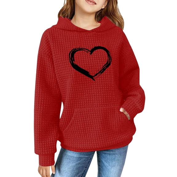 Teen Girls' Cute Sweatshirts with Hood Kids Oversized Long Sleeve Pullover Tops with Pocket Fall Winter School Trendy Clothes