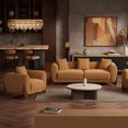 thumbnail image 2 of Morden Fort Cloud Sherpa Fabric Upholstered Accent Chair and Sofa Set, 2 Pcs Modern Living Room Furniture Couch Set, Caramel, 2 of 6