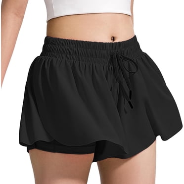 Girls Flowy Shorts 2-in-1 Athletic Butterfly Shorts with Inner Pockets, Elastic Waist Running Tennis Sports Shorts for Girls Summer Activewear