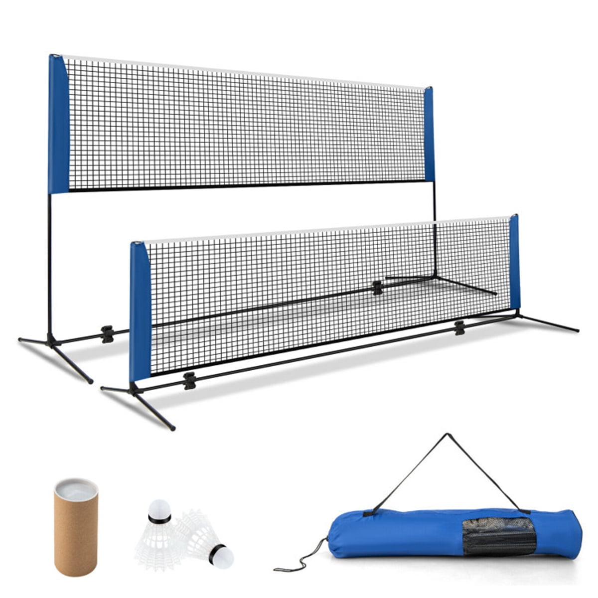 14ft Multi-Sport Net Set - Adjustable Height 33.5"-61" for Badminton Volleyball Pickleball  Tennis - Versatile Indoor Outdoor Game Net for Family  Friends