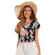 thumbnail image 1 of Blusa Floerns de manga corta para mujer, casual de negocios, azul oscuro, 1 of 6
