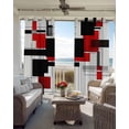 thumbnail image 4 of Red Grey Black Blackout Curtains 84 Inches Long for Bedroom, Irregular Modern Geometric Abstract Thermal Insulated Room Darkening Black Out Window Curtain Panels Grommet Drapes for Living Room, 4 of 8