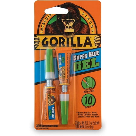 Gorilla Super Glue Gel, Two 3 Gram Tubes, Clear