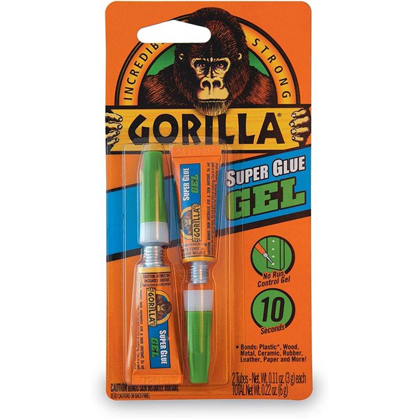 Gorilla Super Glue Gel, Two 3 Gram Tubes, Clear