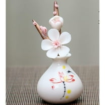 White Porcelain Ceramics Dynasty Plum Blossom Vase Figurine Statue 3.5" Chinese