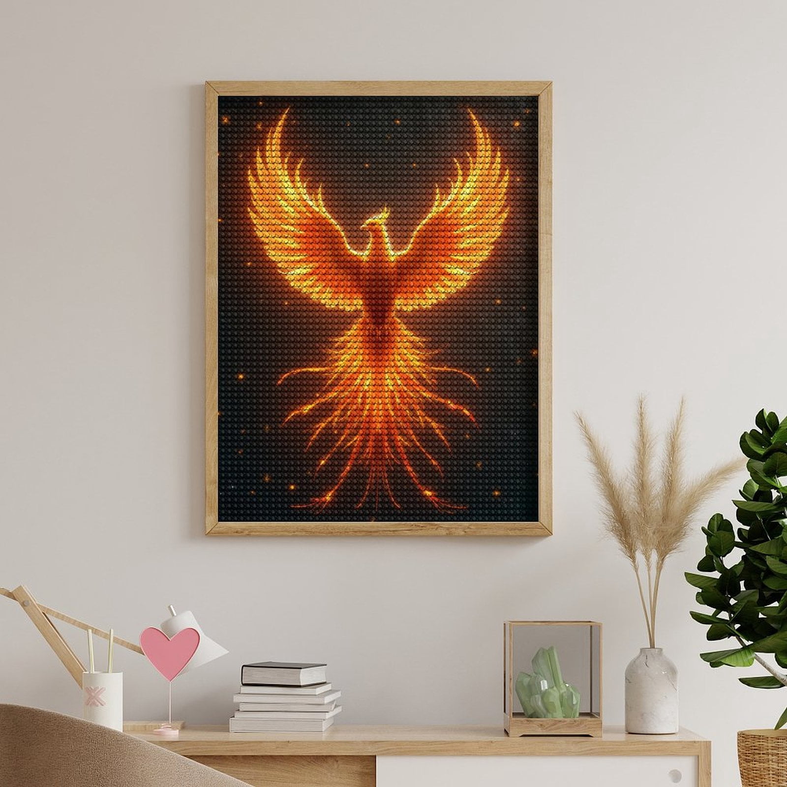 Diamond Art Kits for Adults, Phoenix Fire Bird Mythical Wings 5D Diamond Painting Kits for Adults Beginners, DIY Full Drill Diamond Painting, Gem Art and Crafts 12x16