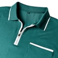 thumbnail image 7 of IWRICH Men's Short Sleeve Polo Shirts Quarter-Zip Casual Slim Fittops Lapel Neck Basic V Neck Tees Dark Green XXL, 7 of 7