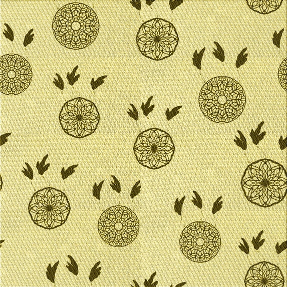 Ahgly Company Machine Washable Indoor Square Transitional Sun Yellow Area Rugs, 7' Square