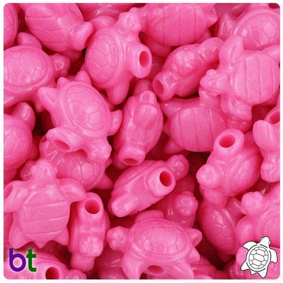 BeadTin Dark Pink Opaque 23mm Sea Turtle Pony Beads (24pcs)