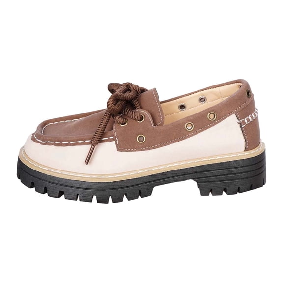 Womens Shoes,Casual Shoes Low Top Lace Up Two Tone Color Design Comfortable Daily Walking Footwear Lightweight Sneakers for All Day,Shoes for Women,Brown,5.5