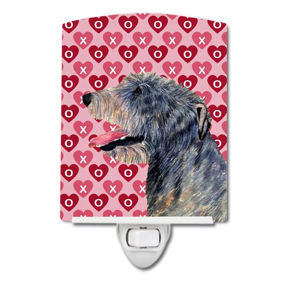 Caroline's Treasures SS4506CNL Irish Wolfhound Hearts Love and Valentine's Day Portrait Ceramic Night Light, 6x4x3",