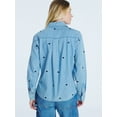 thumbnail image 3 of Free Assembly Women's and Women’s Plus Embroidered Hearts Denim Shirt with Long Sleeves, Sizes XS-4X, 3 of 5