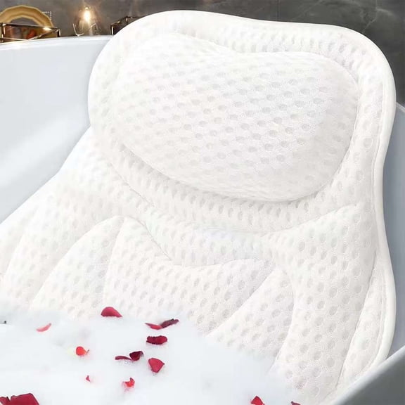 Bath Pillow for Tub Neck and Back Support, Soft 4d Air Mesh Bath Tub Pillow with Non Slip Suction Cups Bath Accessories for Relaxing Spa