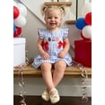 thumbnail image 3 of BemeyourBBs Toddler Baby Girls 4th of July Dress Outfit Patriot Independent Day Clothes Little Baby Girl Summer Smocked Dress Fourth of July Ice Cream Embroidery Print Fly Sleeve Plaid Gingham Dress, 3 of 9