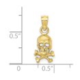 thumbnail image 3 of Auriga Fine Jewelry 10K Yellow Gold Skull and Cross Bones Pendant for Women (L- 19 mm, W- 8 mm), 3 of 6