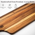 thumbnail image 3 of Premium Acacia Wood Cutting Board Extra Large 20" x 7" x 0.6" Thin Paddle Board w/ Handle & Hole for Cheese, Bread, Fruit Serving - Lightweight Solid Hardwood, Non-Toxic, Plastic Free by New M Way, 3 of 3