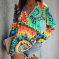 thumbnail image 2 of Camiseta de manga larga estampada con cuello en V suelta informal a la moda para mujer Pompotops  gfhjh20909, 2 of 5