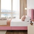 thumbnail image 3 of Tamaño individual size forrado cama de plataforma, diagonal tufted cabecero, plywood & foam, rosa velvet fabric, 3 of 7
